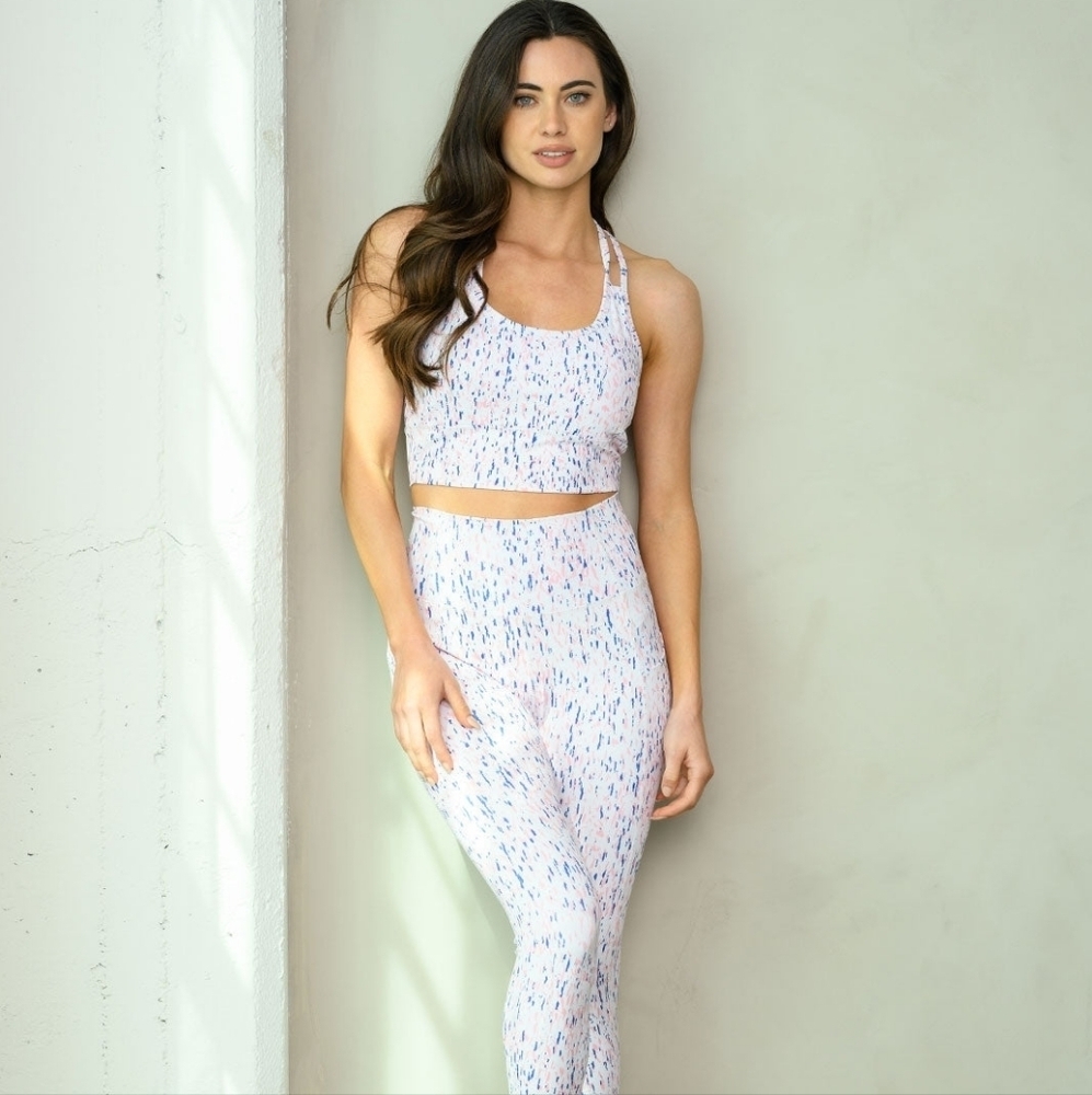 Multi Dot Open Back Sports Bra Top | Strappy Back Activewear | Padded Athleisure - Picture 4 of 7